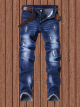 Stretchy Chic Ripped Skinny Jeans for Men - Soft, Breathable, Comfortable, Faded, Distressed Denim Pants with Elastic Waistband - Chic Street Style, Casual Fashion, Perfect for Daily Wear