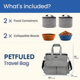 Travel Bag for Pets, a Weekend Travel Set for Dogs And Cats, Airline-Approved Tote Bag with Storage, Featuring Multiple Pockets, 2 Pet Food Containers, And 2 Collapsible Silicone Bowls.