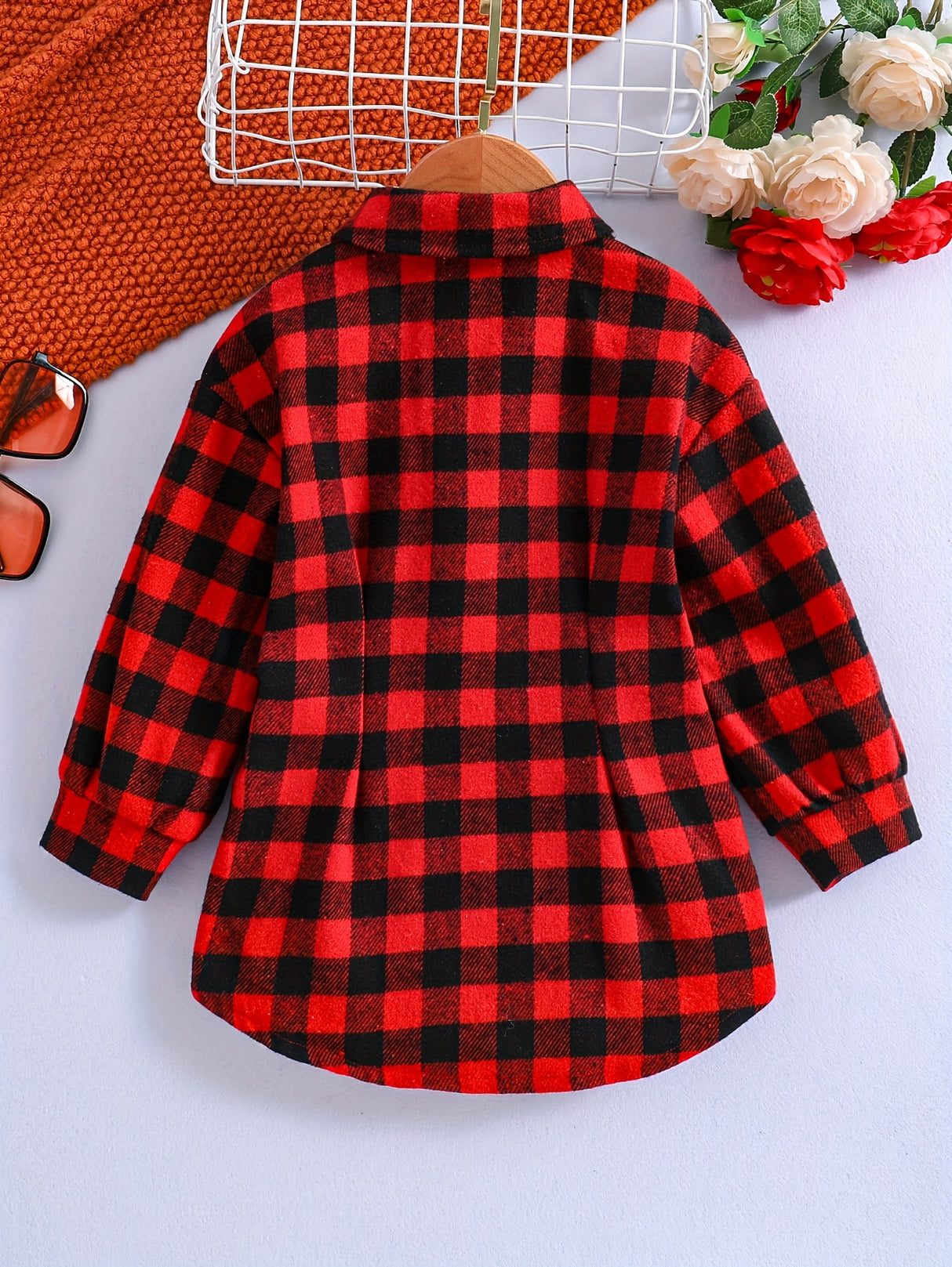 Vintage Style, Plaid Long Sleeve Button Front Shirt Kids Clothes Spring Fall