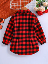 Vintage Style, Plaid Long Sleeve Button Front Shirt Kids Clothes Spring Fall