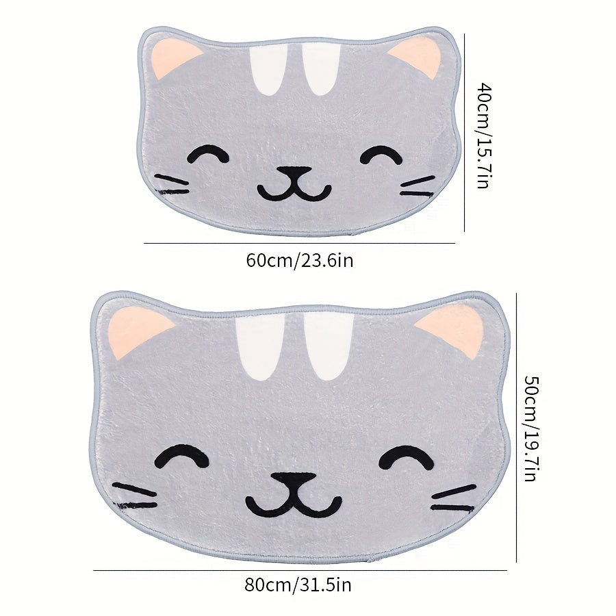 1pc Cat Pattern Bath Rug, Soft Non-Slip Absorbent Quick Drying Bath Mat, Cute Cartoon Shower Carpet For Home Kitchen Bathroom, 15.7*23.6in/19.7*31.5in, Bathroom Decor, Bathroom decorations, Bathroom Accessories