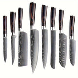 3-10pcs Stainless Steel Deluxe Kitchen Knife Set - Ergonomic Wooden Handle, Sharp Blade, Multi-Purpose, Portable for Home, Outdoor Camping, Dormitory, and More - Perfect for Chefs, Cooking Enthusiasts, and Foodies