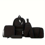 5pcs/set Multi-functional College Bag Set - Solid Color Laptop Backpack with Chest Bag, Handheld Bag, Sling Bag, and Pencil Pouch for Men and Women's Daily Commute