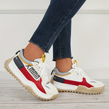 Women Thick Sole Shock Absorption Chunky Sneakers, Wear Resistance Lace Up Sport Shoes, Casual Versatile Breathable Comfortable Running Shoes