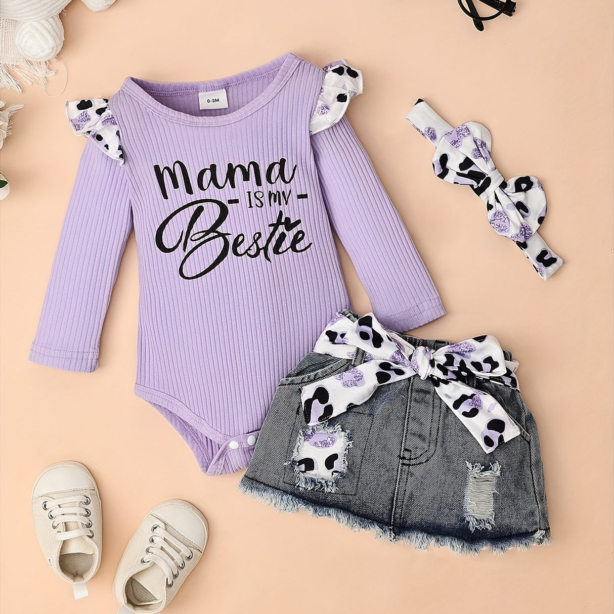 Baby Girl Clothes Newborn long Sleeve Ruffle Romper Short Jeans Pants Leporad Infant Outfits 3pcs 0-18 Months