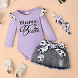 Baby Girl Clothes Newborn long Sleeve Ruffle Romper Short Jeans Pants Leporad Infant Outfits 3pcs 0-18 Months