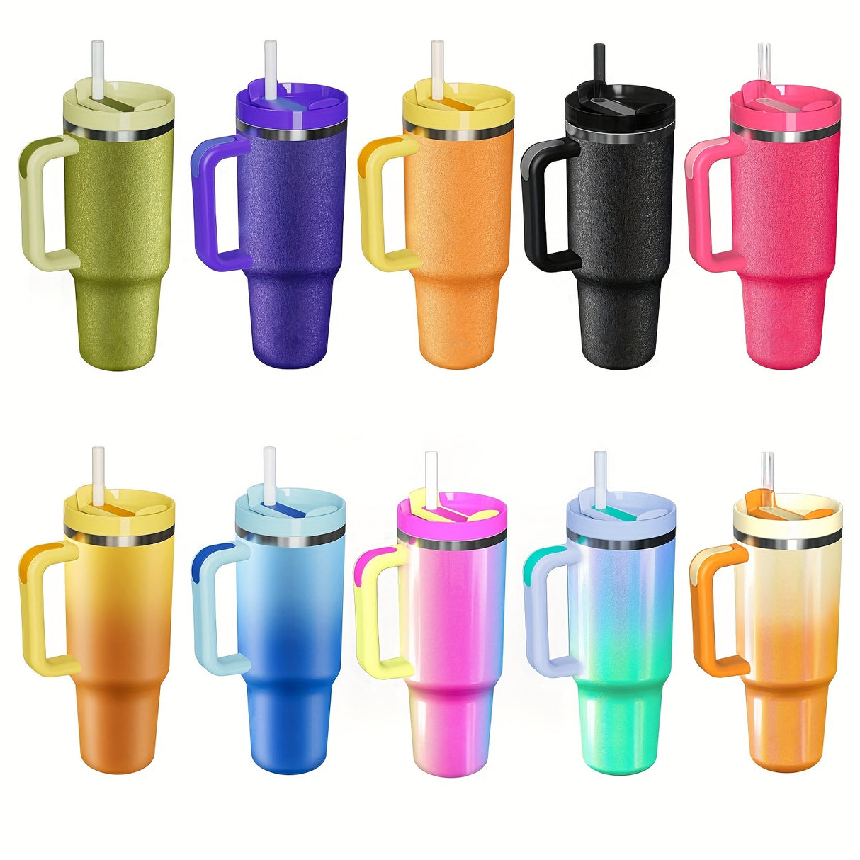 Vacuum Insulated 40 oz Stainless Steel Tumbler with Handle - BPA-Free, Shatterproof Travel Mug for Hot/Cold Drinks, Perfect Outdoor Gift