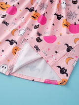 Flutter-Sleeve Pumpkin Halloween Dress - Super Comfort for Little Girls - Perfect Casual Party Wear, Autumn/Spring Seasons