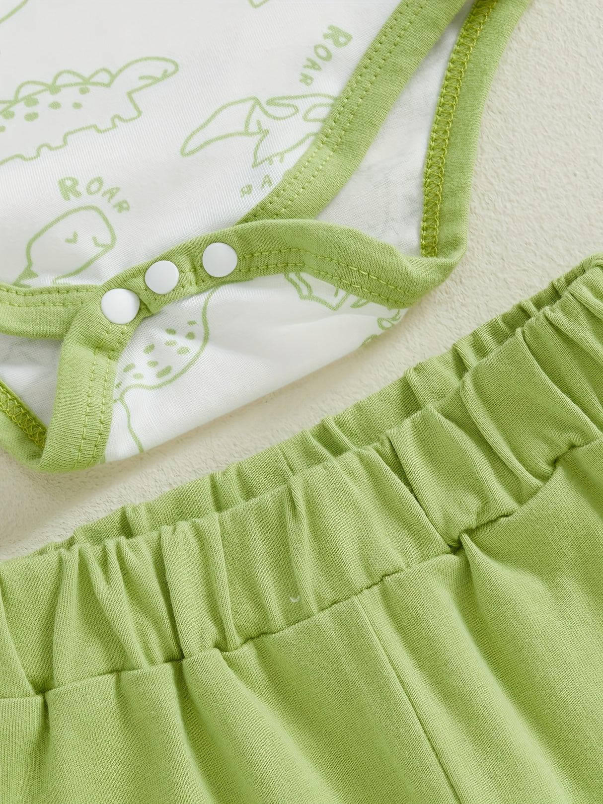 Baby Boy Fall Outfit Dinosaur Print Long Sleeve Rompers and Elastic Pants Hat Set Spring 3pcs Clothes, for Outdoor
