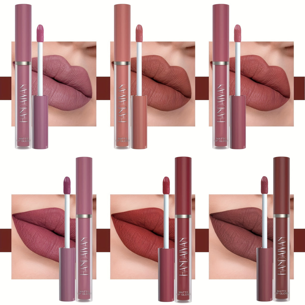 6 Pcs Matte Long-Lasting Wear - Liquid Lipstick Makeup Set - Non-Stick Cup Not Fade Waterproof Lip Gloss