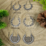 Boho Hollow Dangle Earrings - Vintage Ancient Silver U-Shaped Jewelry for Women