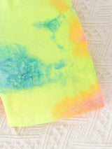Girl's 2pcs Knotted Tank Top & Elastic Waist Shorts Set, Tie-dye Print Leggings, Casual Outfits, Kids Clothes For Summer