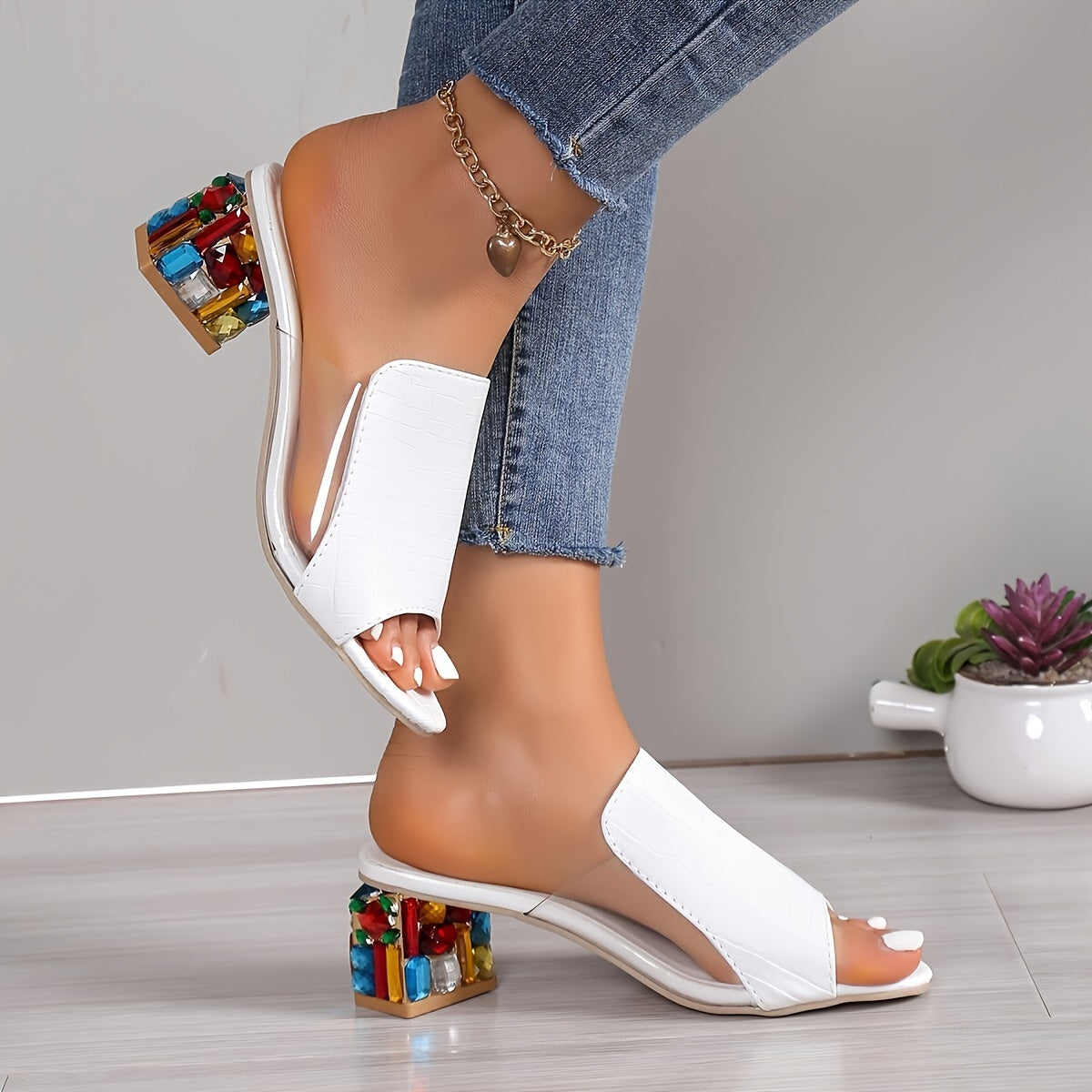 Women's Trendy Chunky Heel Sandals - Fashion Open Toe Dress Pumps, Stylish Slip On Heels - For Women - Perfect for Parties & Evening Events - Ideal Gift for Fashionistas