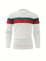 Cool Knitted Sweater For Men, Men's Casual Retro Striped Pullover Knit Sweater Streetwear For Winter Fall, As Gifts