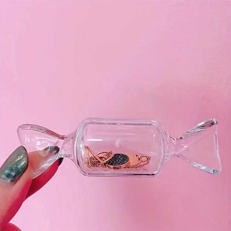 3pcs/set Candy Shape Mini Clear Jewelry Box, Plastic Transparent Storage Box, Jewelry Earrings Storage Container, Jewelry Placement Box, Storage Bins for Home Organization