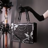 Gothic Butterfly Deco Tote Bag, Y2K Punk Crossbody Bag, Funky Shoulder Purse & Handbag For Girls
