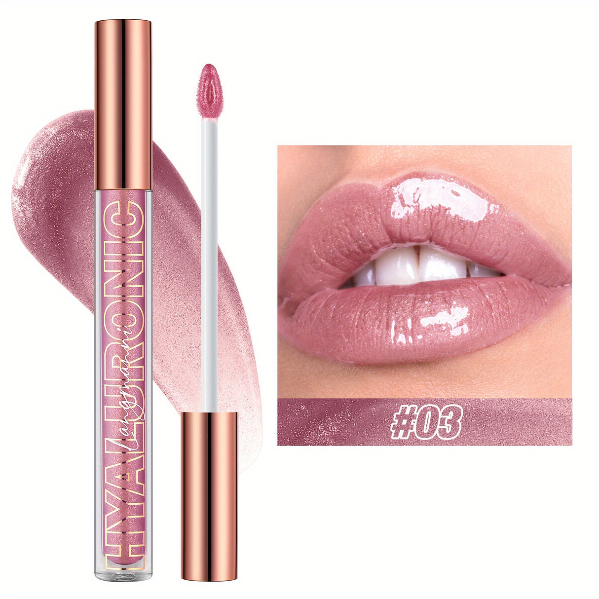 Eight Colors Hyaluronic Acid Moisturizing Lip Glaze Glitter Gloss - Non-Stick, Hydrating, Natural Nude Makeup - Perfect Valentine's Day Gifts, Music Festival Essentials, Long-Lasting, Cruelty-Free, Paraben-Free