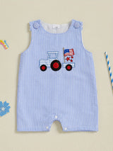 Toddler Boys Rompers Independence Day Clothes Flag Star Embroidery Stripe Summer Sleeveless Overalls Bodysuits Jumpsuits, for Outdoor