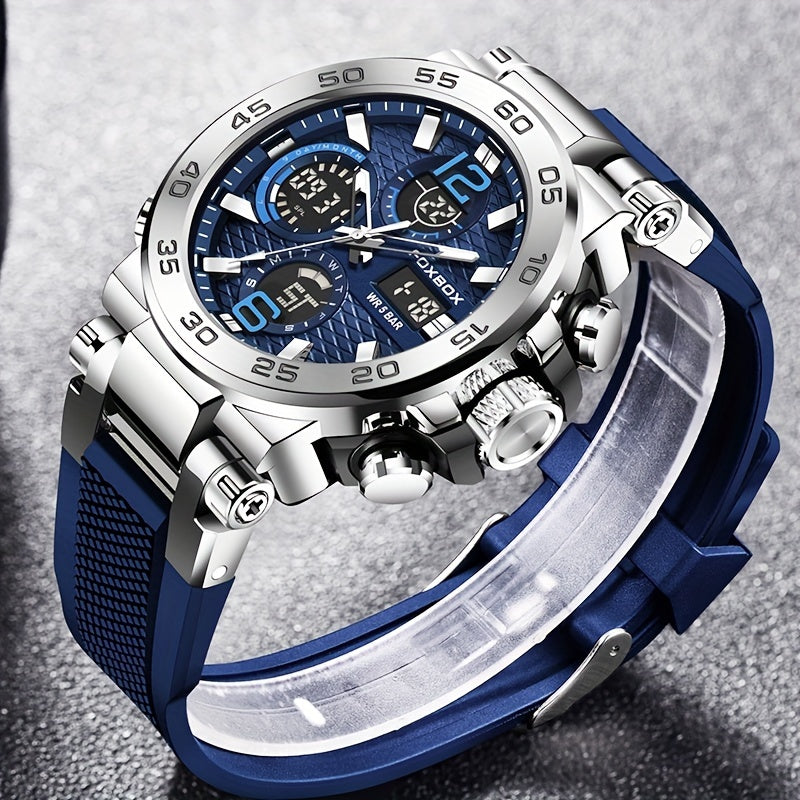 [Popular Choice] LIGE Watches for Men, 1968.5inch Clock Alarm LCD Dual Display Wristwatch