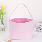1pc Large Capacity Tote Bag, Easter Gift Bag, Easter Eggs Storage Bucket, Striped Seersucker Bunny Bag, Hunting Easter Eggs Handbag, Easter Party Decorations Gifts Bag, Party Tote Bags, Easter Gift Party Supplies