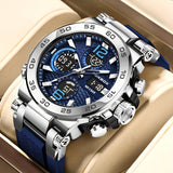 [Popular Choice] LIGE Watches for Men, 1968.5inch Clock Alarm LCD Dual Display Wristwatch