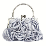 Elegant Floral Embellished Purse with Kiss Clasp