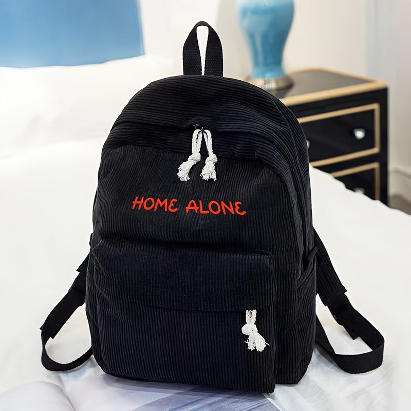 Personalized Embroidered Name Corduroy Backpack, School Bag