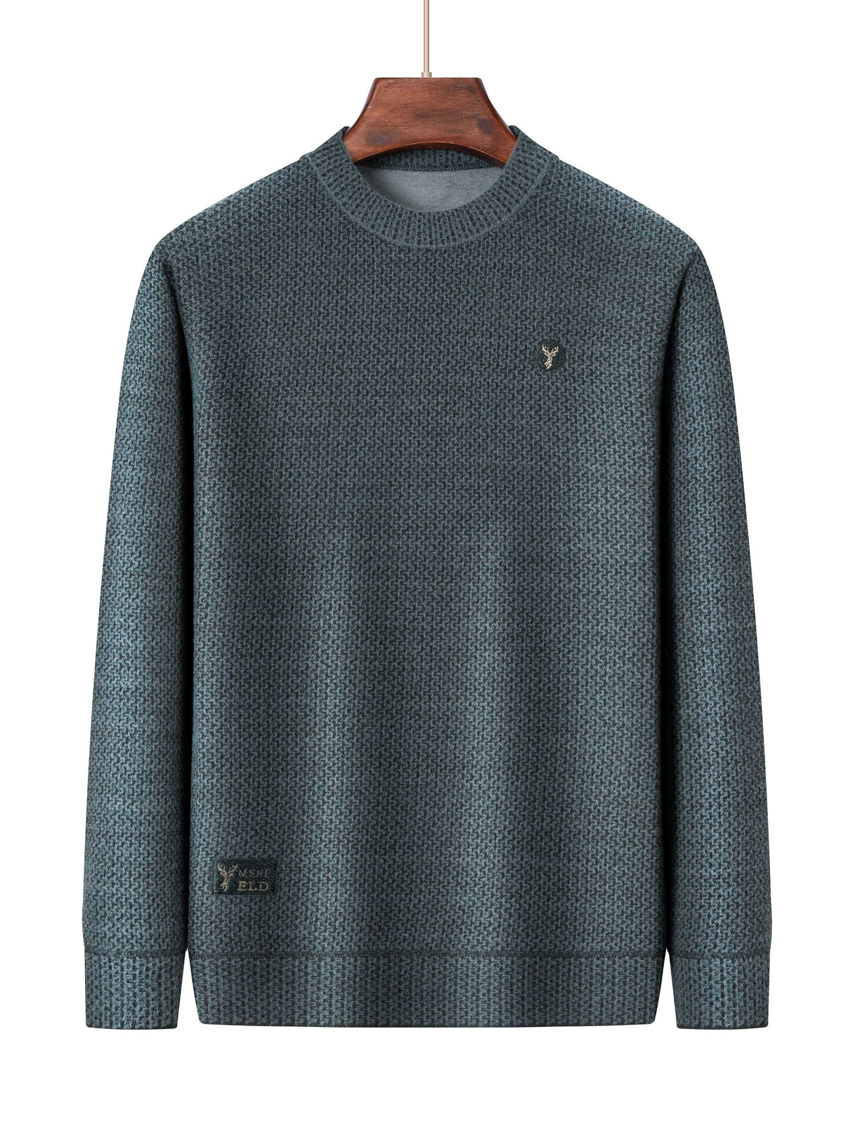All Match Knitted Retro Sweater, Men's Casual Warm Mid Stretch Crew Neck Pullover Sweater For Men Fall Winter
