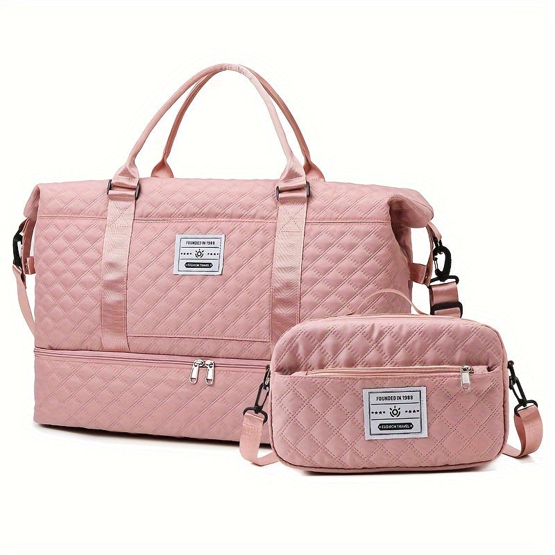 Large Capacity Travel Duffel Bag in Oxford Fabric, Portable Sports Gym Storage Bag, Weekend Overnight Bag for Women