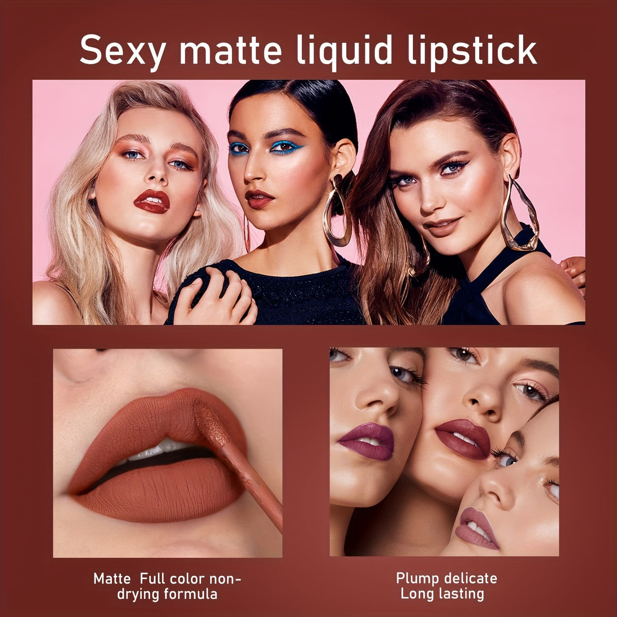 6 Pcs Matte Long-Lasting Wear - Liquid Lipstick Makeup Set - Non-Stick Cup Not Fade Waterproof Lip Gloss