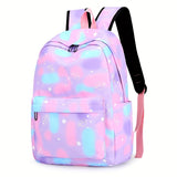 Vibrant Tie Dye Cartoon Pattern Backpack - Spacious School Bag with Insulated Lunch Box, Pencil Case, and Multiple Compartments for Organized School Use