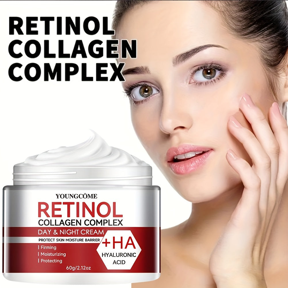 Retinol & Collagen Hydrating Cream - 60g | Deep Moisture for Dry, Rough Skin | Makes Skin Silky & Radiant | Hypoallergenic with Glycerin, Vitamin E & Hyaluronic Acid