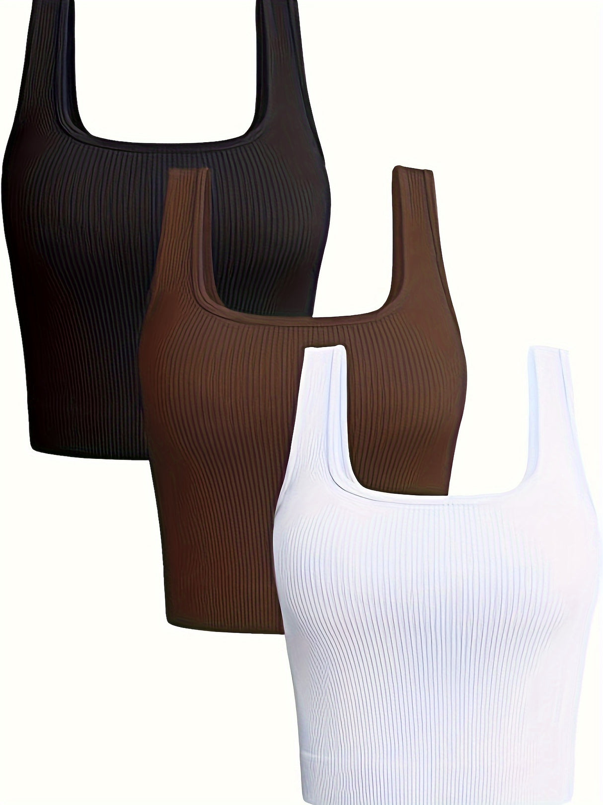 Buy 2 Get 1 Free, total of 3 Pack Solid Tank Tops - Vests for Women, Sleeveless Slim Crop Tops for Summer, Casual, Breathable, Quick-Drying, Comfortable, and Versatile Clothing