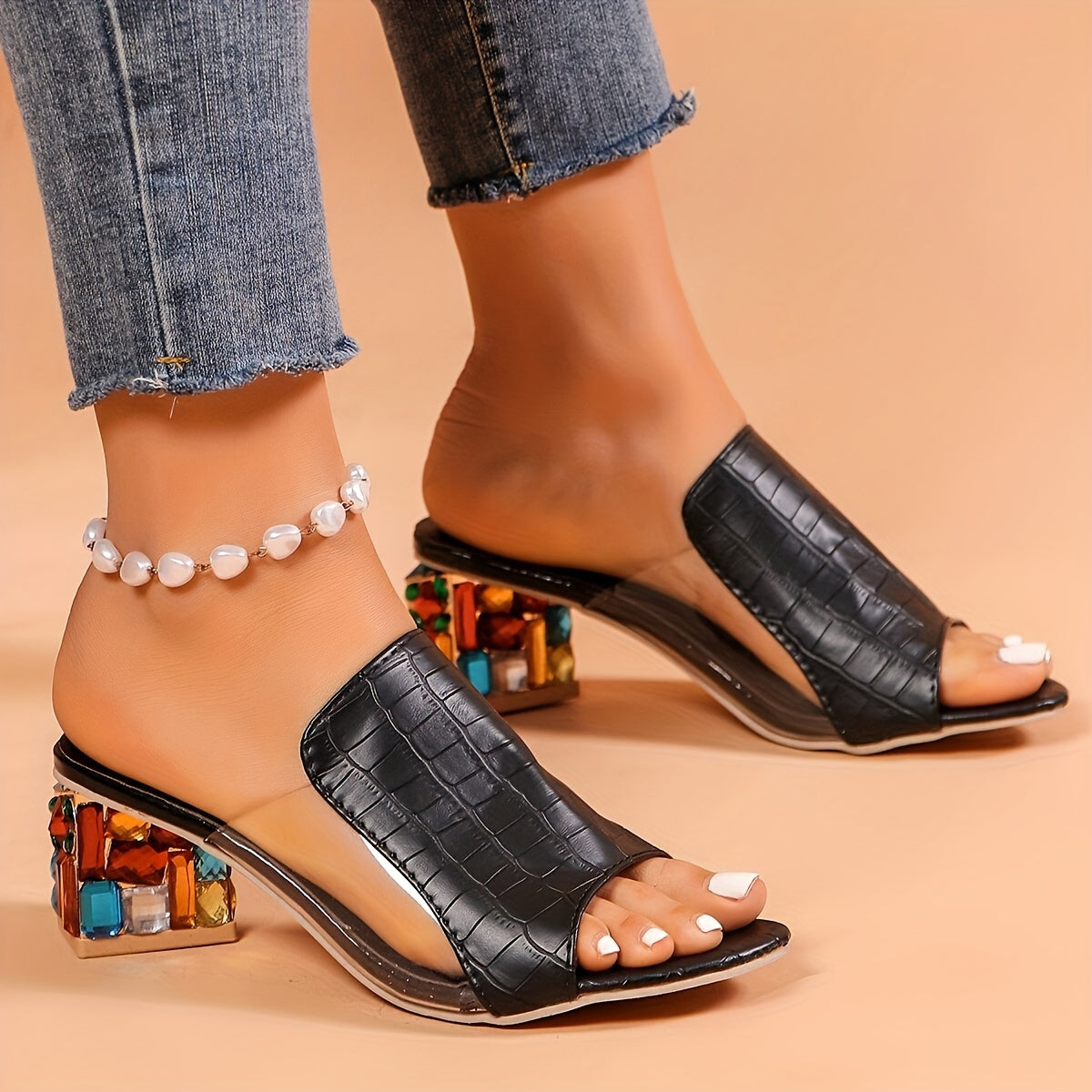 Women's Trendy Chunky Heel Sandals - Fashion Open Toe Dress Pumps, Stylish Slip On Heels - For Women - Perfect for Parties & Evening Events - Ideal Gift for Fashionistas