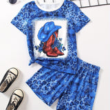 Girls 2pcs T-shirt & Elastic Waist Shorts PERFECTLY IMPERFECT Sunflower Print Crew Neck Short Sleeve Tee Top Casual Kids Clothes Summer