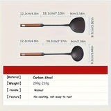 WYJ Handmade Binaural Iron Wok with Wooden Lid & Shovel Spoon Set - Round/Flat Bottom Choose, Uncoated Cast Iron Wok for All Stoves 30/34/36/38cm
