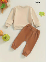 10% Polyester 90% Cotton Toddler Boys Long Sleeve Letter Print Sweatshirt and Pants Set - Soft, Breathable, and Cozy Fall Winter Outfit for Casual Daily Wear - Regular Fit, Slight Stretch, and Pullover Design