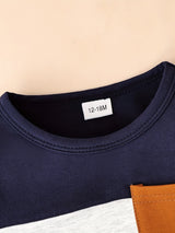 CETEPY Toddler Baby Boys Clothes Autumn Winter Outfits Color Block Long-sleeved Top + Trousers wIth Pockets Sets 12 Months-5 Years, for Outdoor