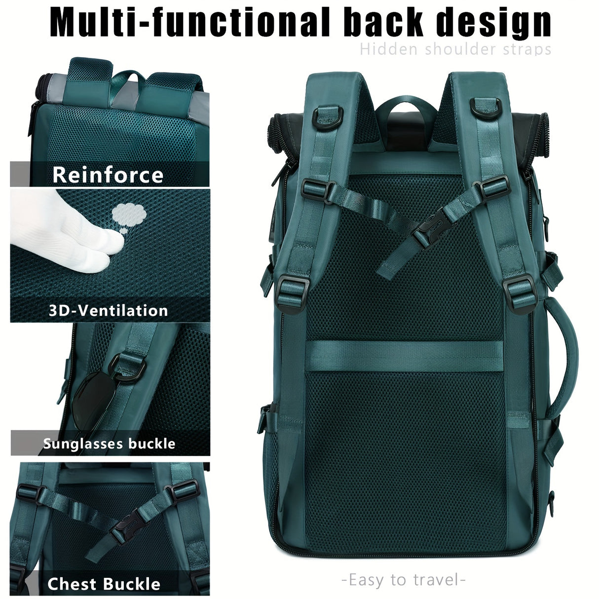 1pc Large Capacity Waterproof Laptop Backpack For Travel And College, Men's And Women's Travel Backpack With Shoe Bag, Multifunctional Lightweight Outdoor Hiking And Camping Backpack, Holiday Travel Party Gift, School Bag, Ea