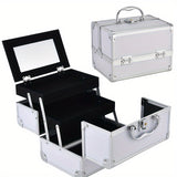 Professional Makeup Artist Travel Case - 6.7x6.7x9" Portable Cosmetic Organizer with Mirror, Brush Holder & Lockable Key - Ideal for Jewelry Storage & Bathroom Essentials