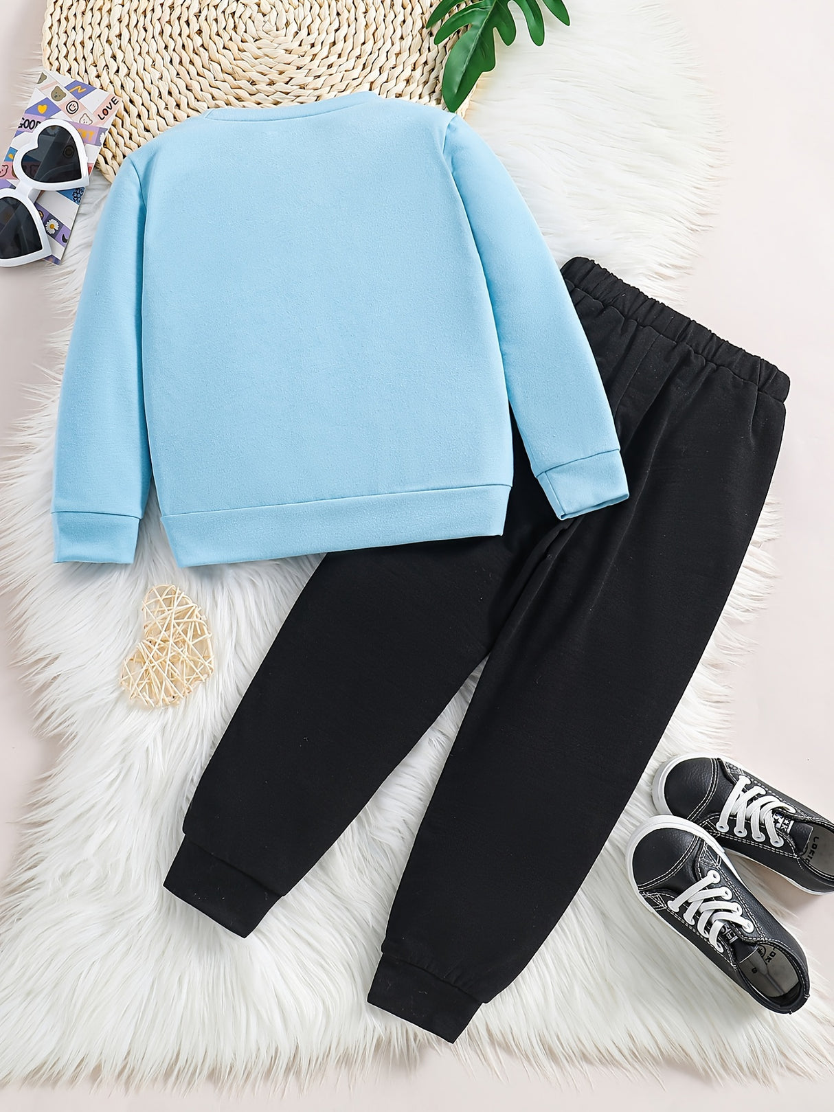 Girl's 2pcs, Sweatshirt & Sweatpants Set, Love Heart Print Long Sleeve Top, Casual Outfits, Kids Clothes For Spring Fall