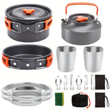 Pardarsey 15pcs Camping Cookware Mess Kit,Portable Non-Stick Aluminum Alloy Cookware,Kettle Pot Frying Pan Plates Forks Knives Spoons for Camping, Backpacking, Outdoor Cooking