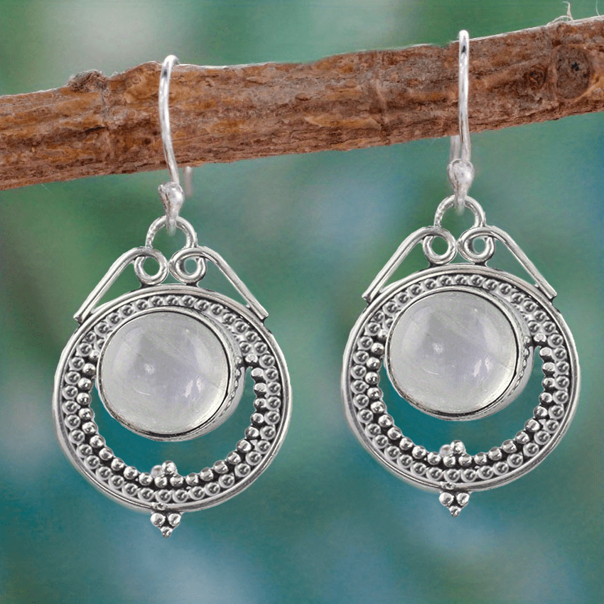 [Vintage Moonstone Earrings] Moonstone Vintage Earrings