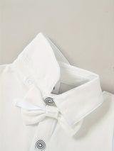 5 Pieces Baby Boy Long Sleeve Gentleman Suit Baby Boy Holiday Party Wedding Dress Suit One-piece Shirt, Vest, Trousers, Bowtie, Corsage 0-24M Soft And Comfortable Cotton Toddler Clothing