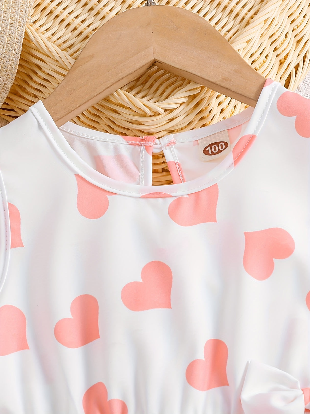 Girls Casual Trendy Cute Heart Graphic Sleeveless Peplum Top & Shorts Set For Summer Holiday Party Kids Clothes