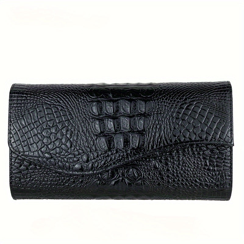 Crocodile Embossed Clutch Bag, Fashionable Evening Party Purse for Carnival, Mardi Gras, Music Festival