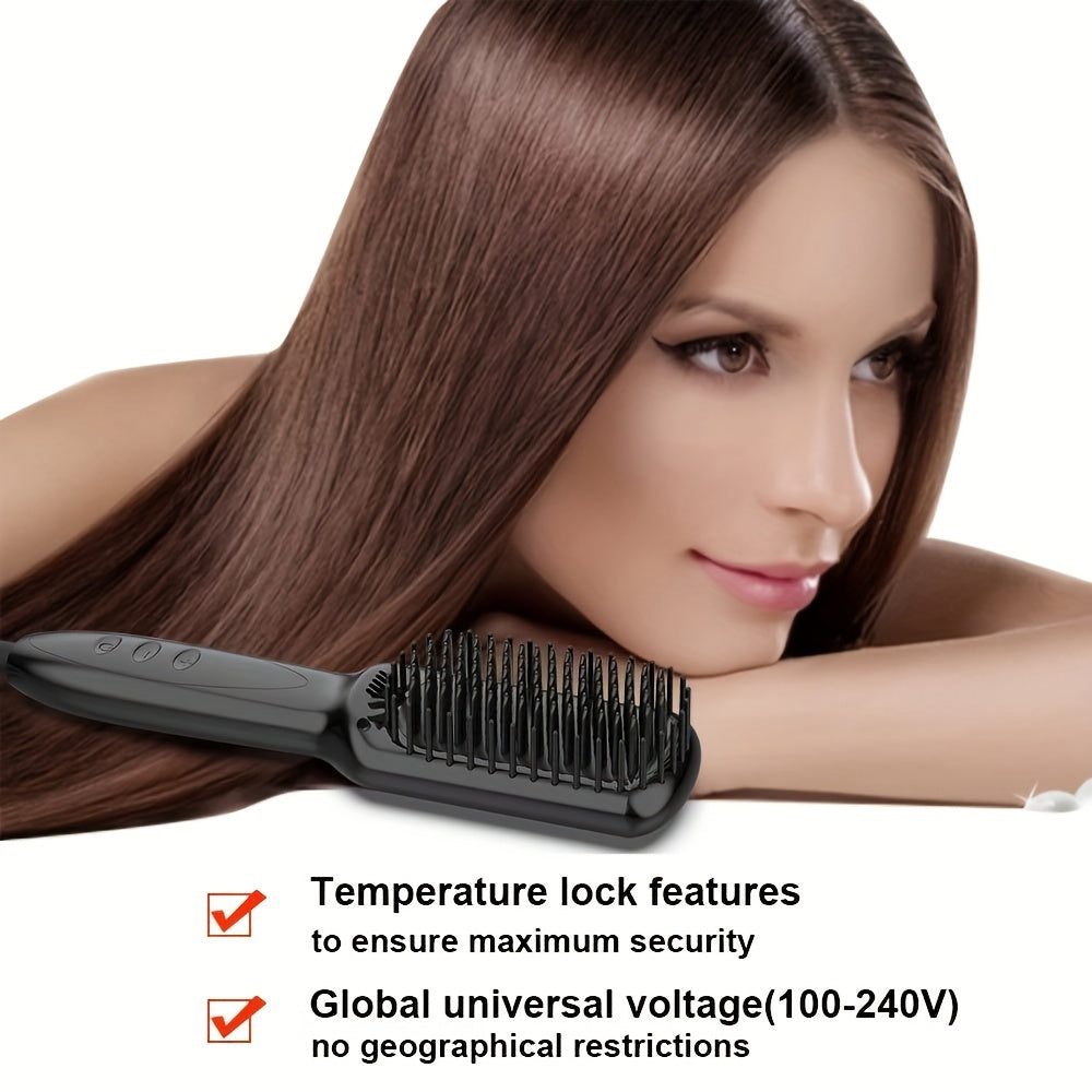 Professional Ceramic Ionic Hair Straightener Brush - Fast Heating, Anti-Scald, Detangling, Heat Resistant, Salon-Quality Styling for Home Use - Perfect for Hair Care and Styling