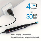 Fairywill Flush Device And Electric Toothbrush Combination with 4 Replacement Brush Heads, 4 Replacement Flush Heads, 2-minute Smart Timer, USB Rechargeable, Oral Care Kit, Tooth Cleaning Tool-perfect Holiday Gift, Black