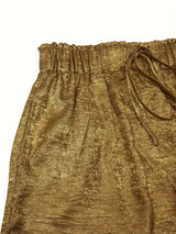Metallic High-Waisted Loose Shorts for Women, Spring/Summer Casual Drawstring Shorts with Rolled Cuffs