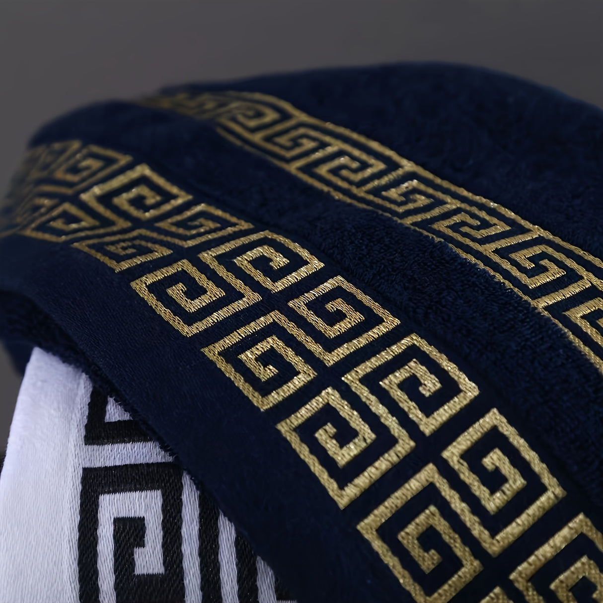 3-Piece Cotton Towel Set - Contemporary Embroidered Design, Super Absorbent Knit Fabric Bath and Hand Towels, Space-Themed 400 GSM Luxury Bathroom Essentials (1 Bath Towel, 2 Hand Towels)
